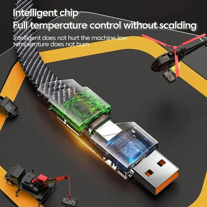 4 in 1 USB-C Charging Cable 1m Type-C Connector Nylon Braided PD 65W 27W Fast Charging