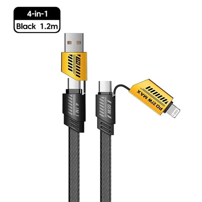 4 in 1 USB-C Charging Cable 1m Type-C Connector Nylon Braided PD 65W 27W Fast Charging